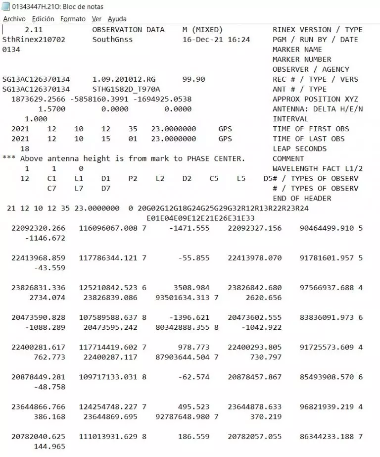 RINEX observation file
