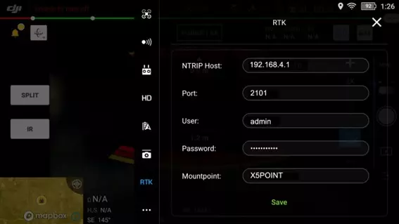 Insert the parameters needed to use the NTRIP LOCAL service